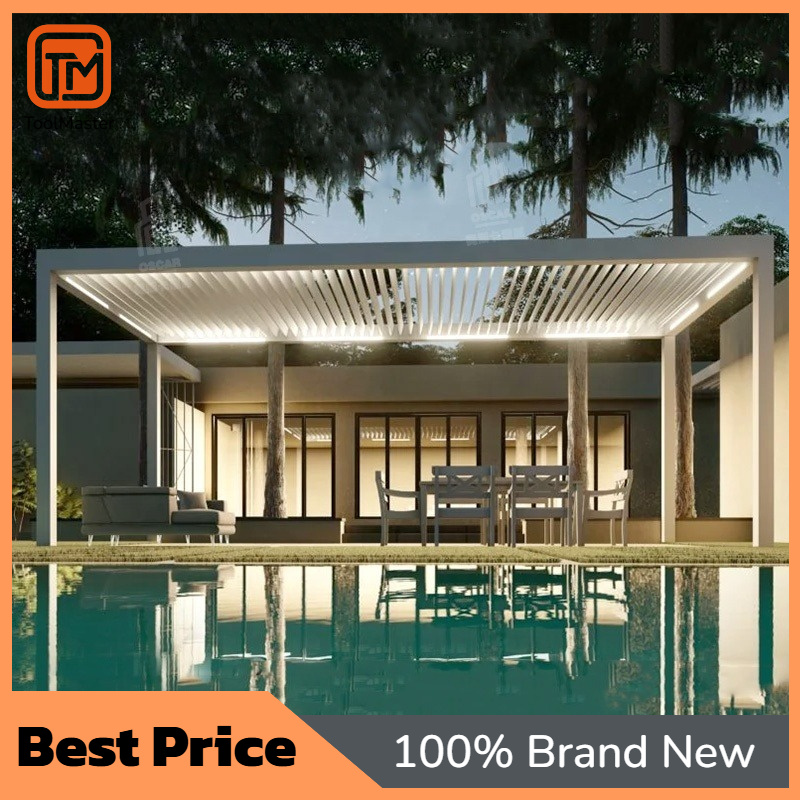 Smart Garden Electric Pergola - 【Bestseller】Motorisierte Elektrische Lamellenpergola mit Gartenjalousien Outdoor