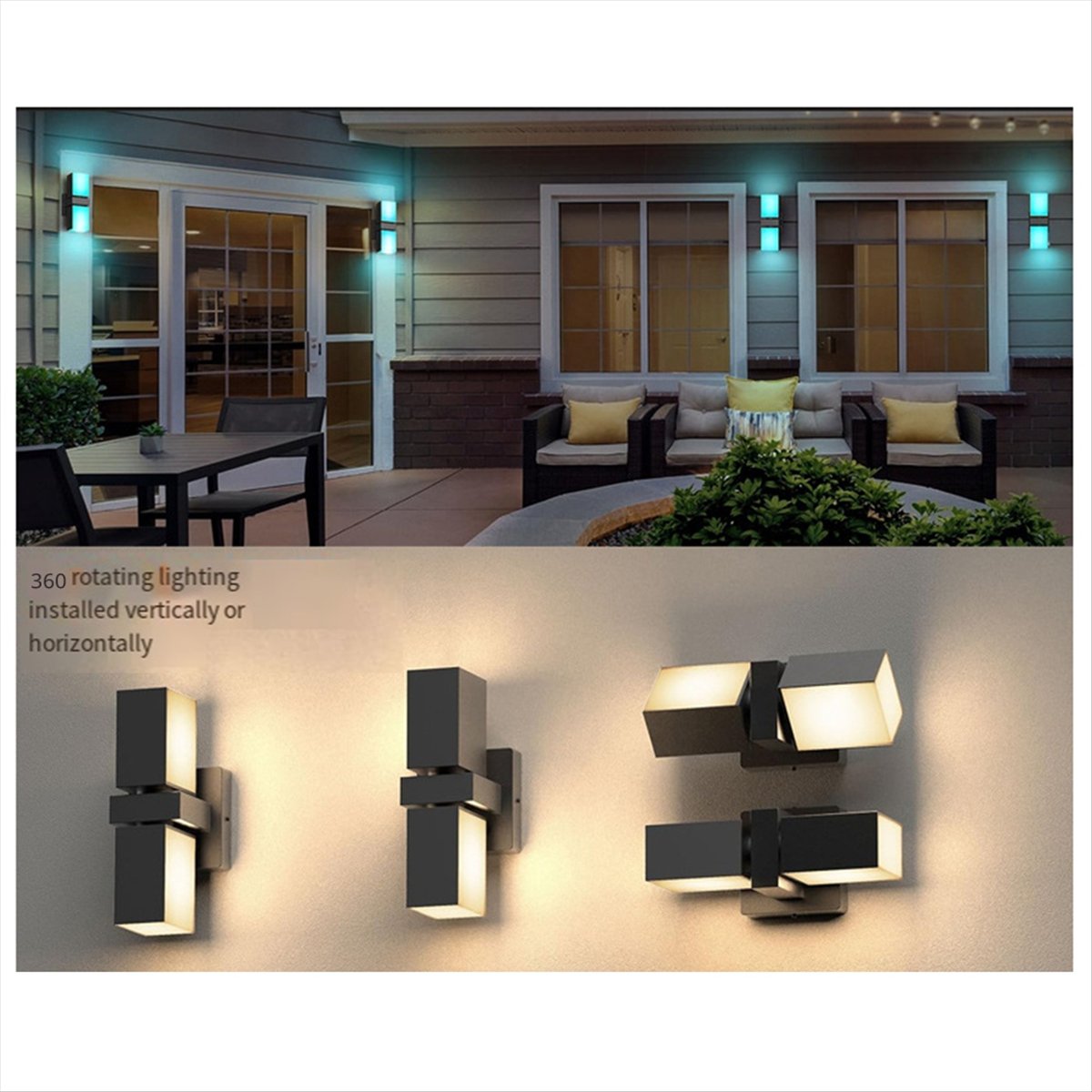 Smart Garden Fence - AA19 LED-Wandleuchte mit Doppelkopf, Balkonlampe, IP65