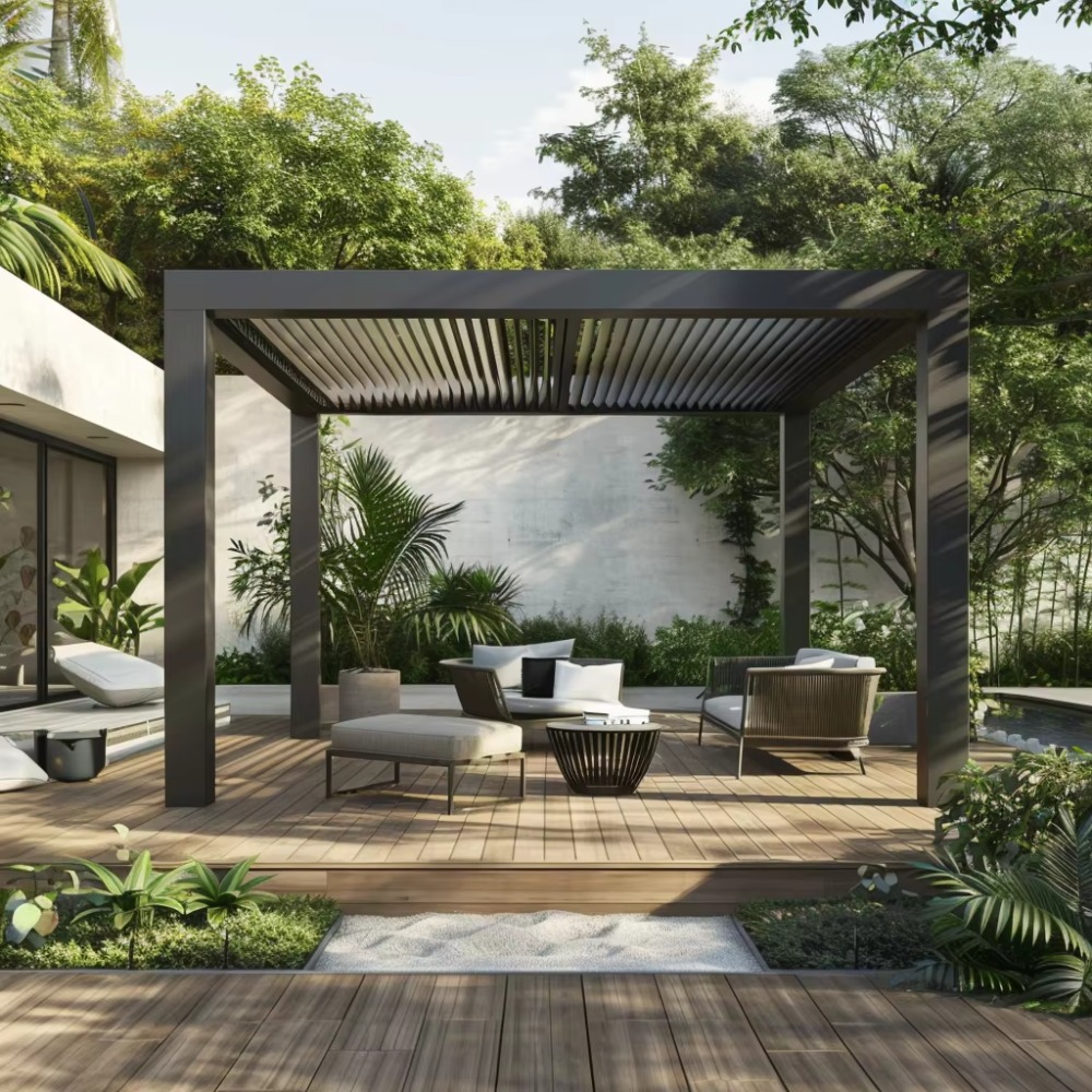 Smart Garden Electric Pergola - Elektrische Smarte Aluminium-Pergola mit Rolladen, Rostfreier