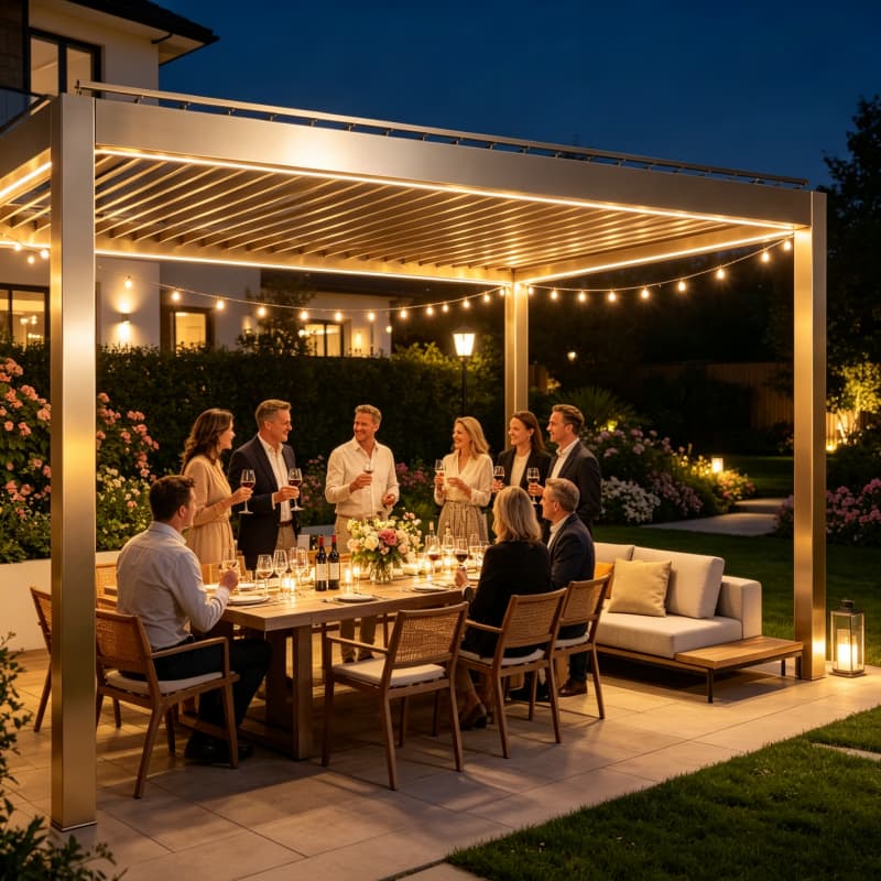 Smart Garden Electric Pergola - Bioklimatische Aluminium-Pergola mit motorisierten Lamellen, wasserdichtem